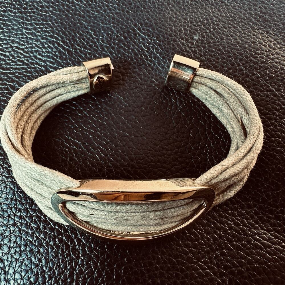 Bracelet multi strand with gold tone , magnetic closure - boho cottage